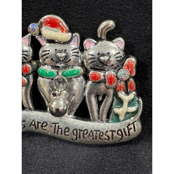 Vintage Christmas Cat Trio Brooch ‘Friends Are The Greatest Gift CP41 - Picture 4 of 5